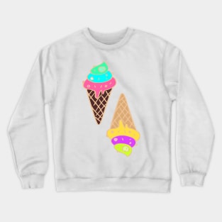 Twisted ice cream with waffle cone and sprinkles on top, gelato cartoon Crewneck Sweatshirt